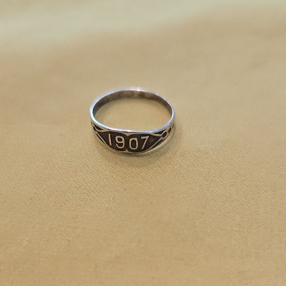 Sterling Silver Antique "Date" Ring - Dated 1907